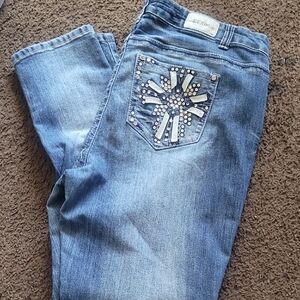 Blue Embellished Women's Jeans
